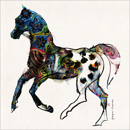 Boho - grafika na płótnie, Paper Horses