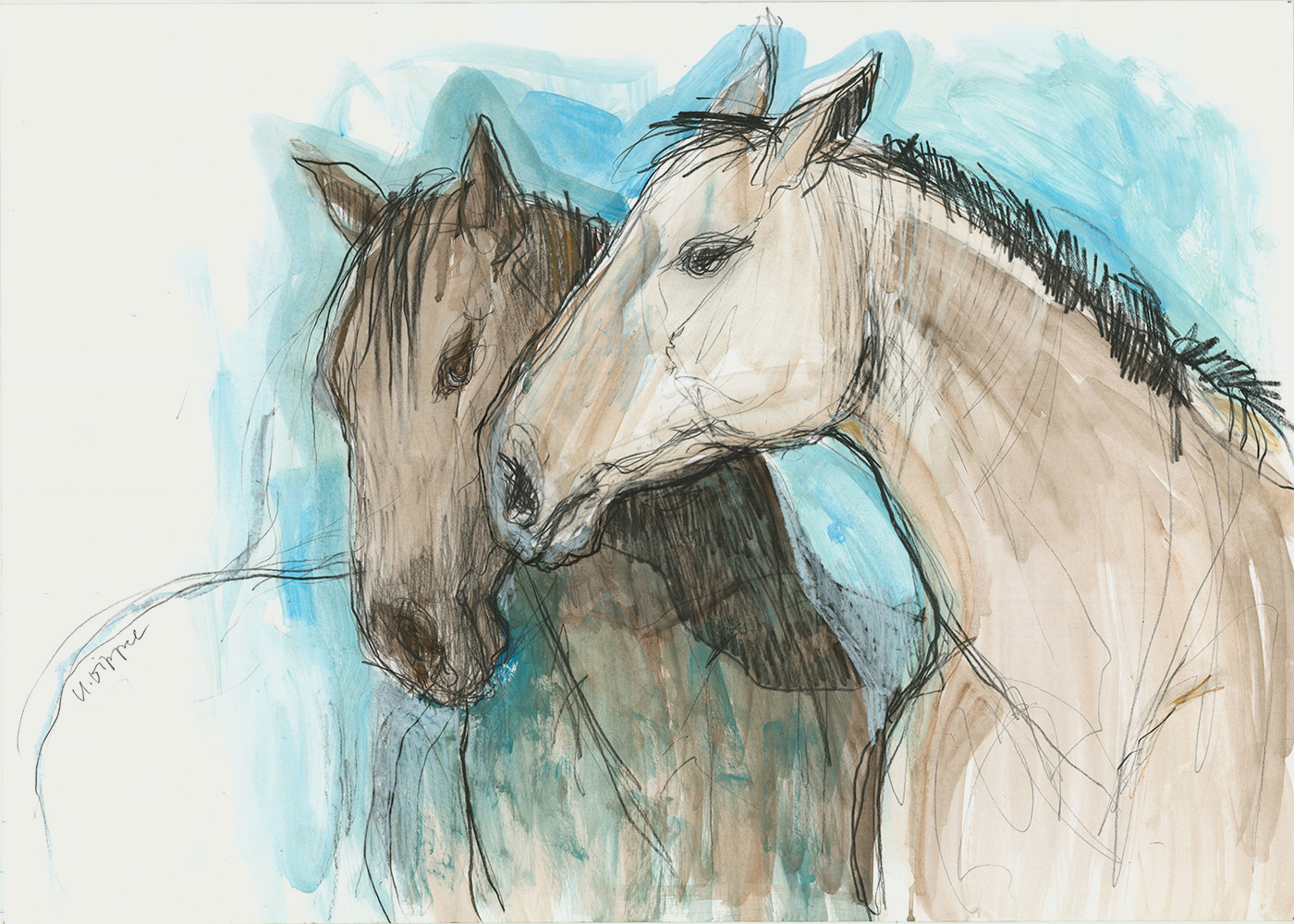 Double Trouble, rysunek Paper Horses, konie, oryginalne szkice